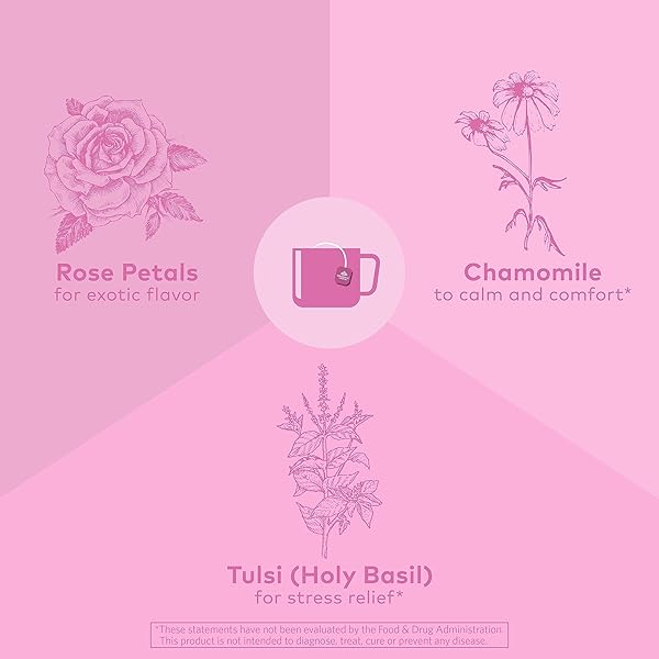 ORGANIC INDIA TULSI SWEET ROSE HERBAL TEA – HOLY BASIL LEAF, AFRICAN BASIL, CHAMOMILIE, LEMON MYRTLE, STRESS RELIEVING, IMMUNE SUPPORT, USDA CERTIFIED ORGANIC, CAFFEINE-FREE – 3.5 OZ CANISTER
