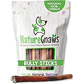 Nature Gnaws Bully Sticks for Dogs 11-12" (8oz) - Mixed Thickness - Long Lasting for Aggressive Chewers and Large Dogs - Natural Beef Dog Chew Bones
