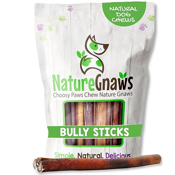 NATURE GNAWS BULLY STICKS FOR DOGS 11-12″ (8OZ)...