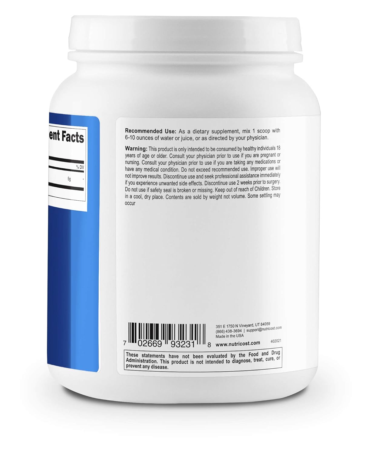 Nutricost LGlutamine Powder 1 KG Pure L Glutamine, 5000mg per