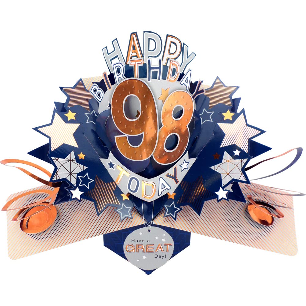 Happy 98th Birthday 98 Today Pop-Up Greeting Card Love Kate's Pop Up Cards Him POP204MC98
