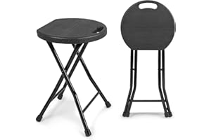 COOZMENT Folding Stool, 550lbs Capacity Foldable Stool with Handle, Portable Stools for Adults Heavy Duty, Folding Chair, 18 inch Collapsible Stool for Meeting Room/Party/Garden/Home (Set of 2, Black)