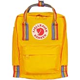 Fj&auml;llr&auml;ven Unisex Kanken Rainbow Mini Laptop Backpack &ndash; Lightweight &amp; Water-resistant &ndash; Vinylon F Fabric Warm Yellow/Rainbow Pattern One Size One Size