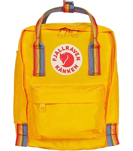 Fjällräven Kanken Rainbow Mini Backpack - Compact Everyday Carry, Durable Vinylon Fabric - Travel, Black-Rainbow Pattern, One Size
