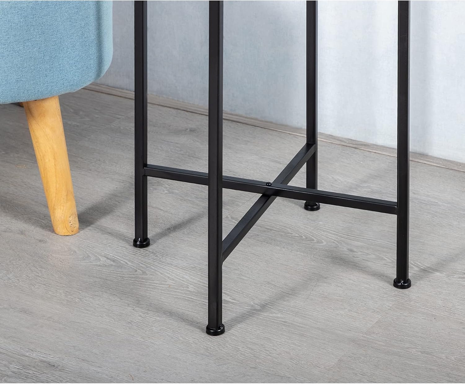 HollyHOME Small Round Metal Waterproof End Table, Accent Indoor&Outdoor Coffee Side Table, Snack Sofa Table for Living Room, Anti-Rust Decorative Plant Stand, (D) 14.5" x (H) 25", Black/White: Kitchen & Dining