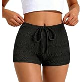 Waist Wow Women's Floral Lace Booty Short Summer Skinny Casual Mini Shorts | Women's Elastic Micro Short Rave Party Going Out Mini Shorts Sexy Booty Shorts Lace Trim Lounge Sleepwear