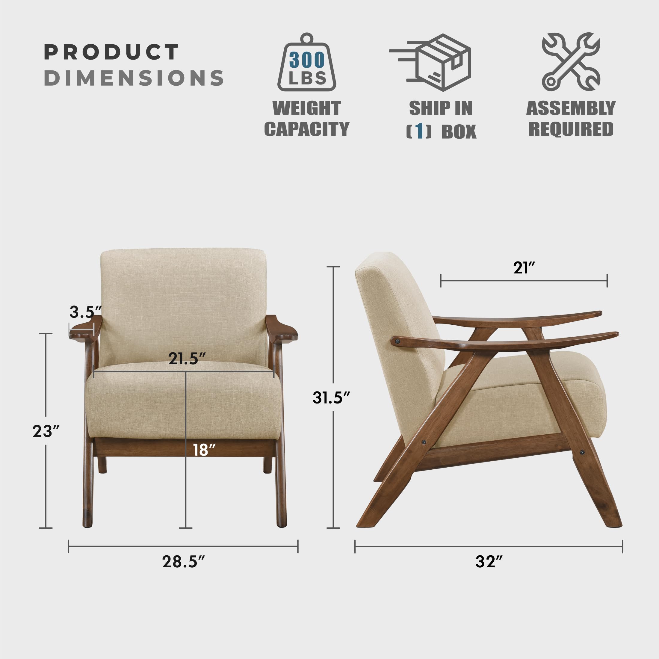 Mua Lexicon Mid Century Modern Accent Chair with Solid Wood Frame in ...