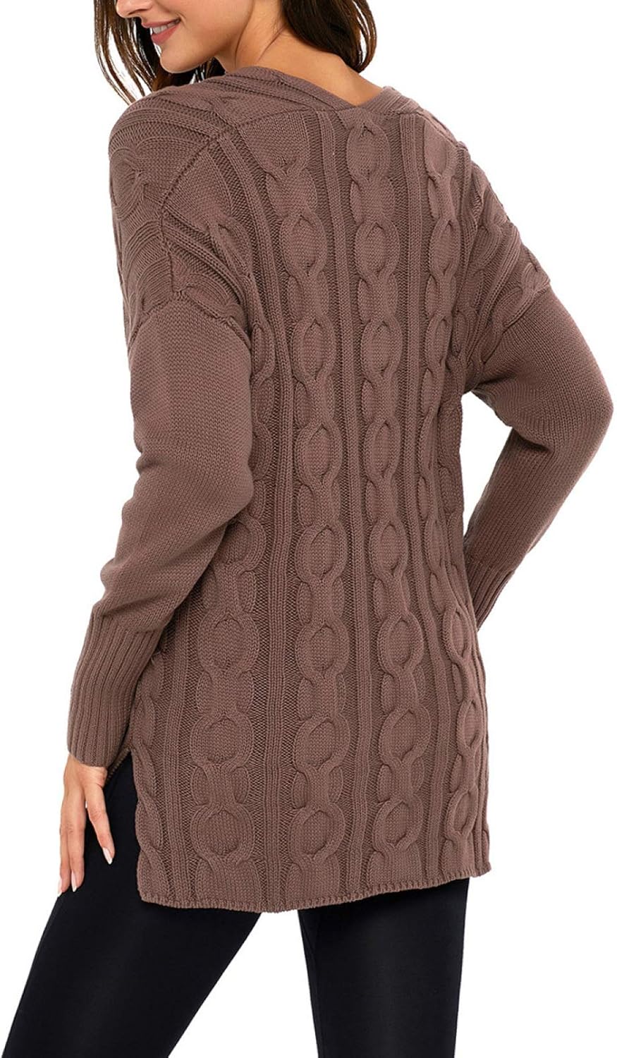 Sidefeel Women Casual V Neck Loose Fit Knit Sweater Pullover Top at  Women’s Clothing store