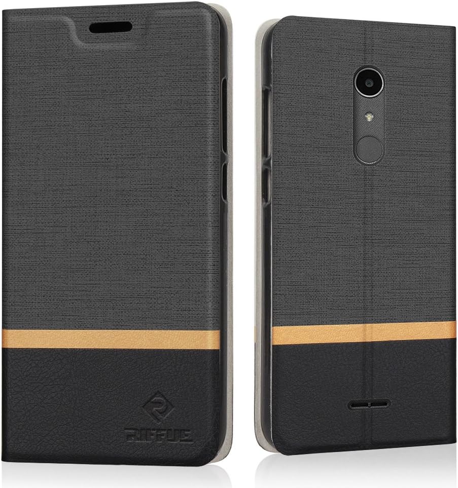 RIFFUE Alcatel A3 XL Case, Ultra Slim Retro Denim Pattern PU Leather Flip Folio Protective Cover for Alcatel A3 XL 6.0" with Card Slot - Black