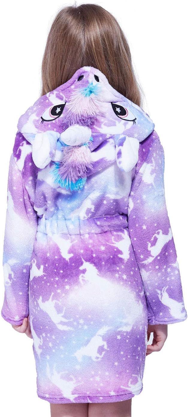 Soft Unicorn Girl Bathrobe Hoodie, Unisex Hooded Gift for Girl and Boys