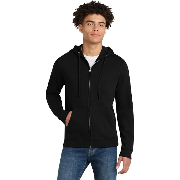 District Medal Full-Zip Hoodie DT565, Black, X-Small at Amazon