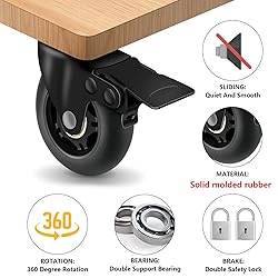 Apllamo 3" Casters Set of 4 ，4 Heavy Duty Quiet