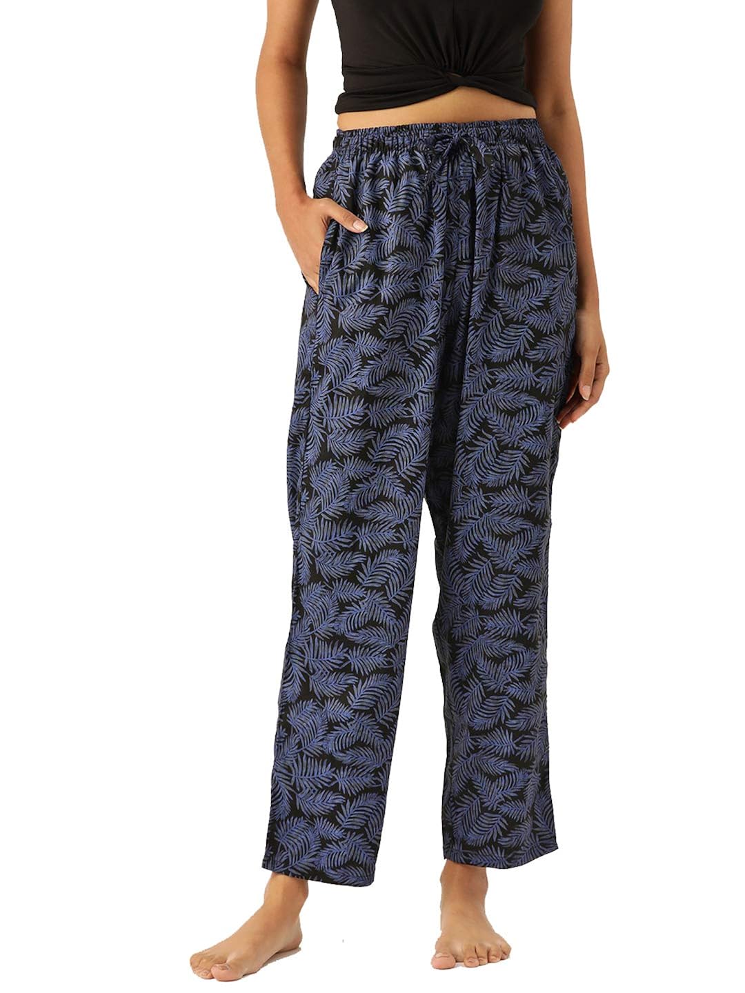 Buy Hancock Women's Viscose Rayon Printed Lounge Pants (18003Black_XL