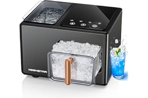 KEENSTAR Nugget Ice Maker Countertop, 40lbs/24H, Pebble Ice Maker with Soft Chewable Ice, Self Cleaning Sonic Ice Machine, Stainless Steel w/Touch Screen, Compact Design for Home Office Bar Party- Black