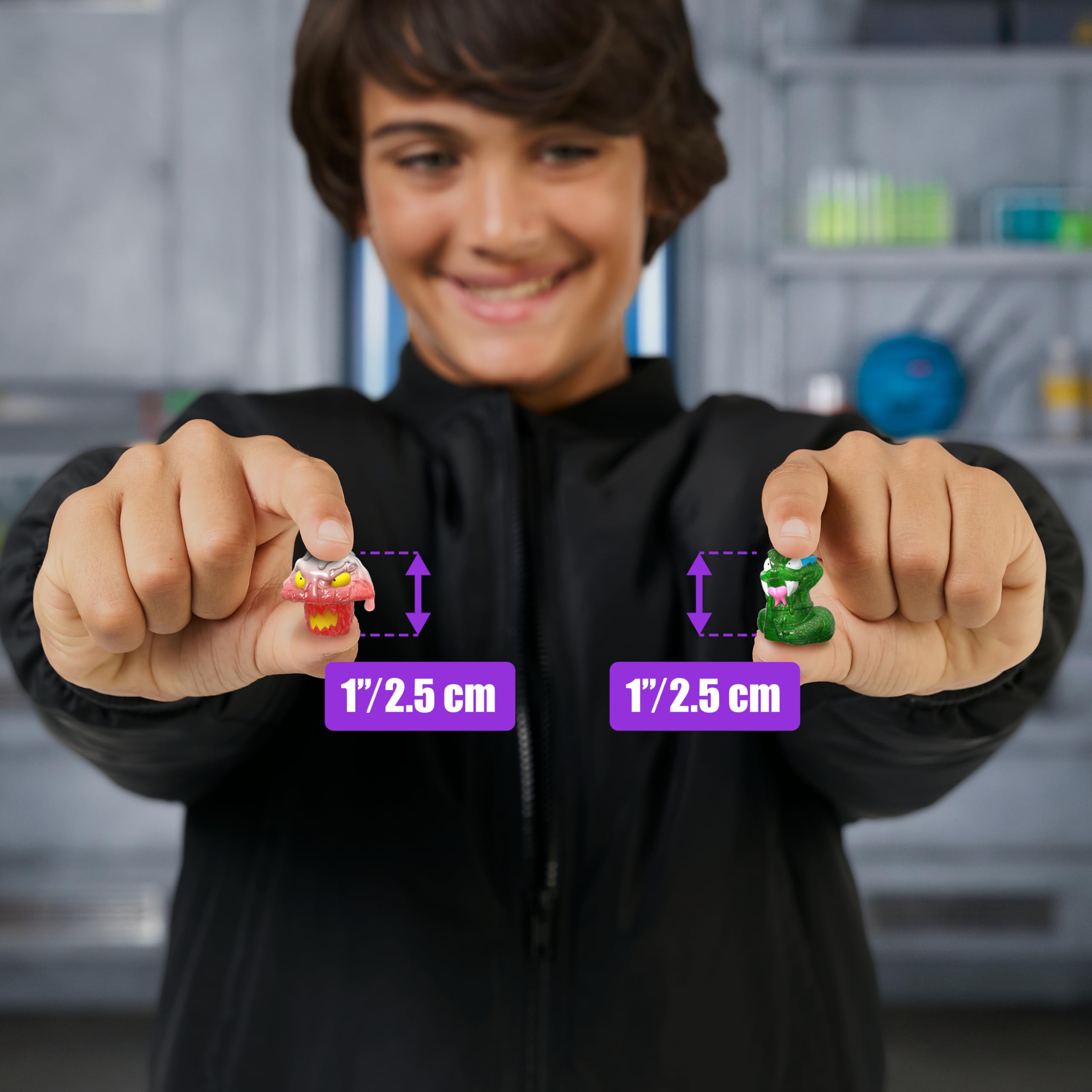 MRBEAST LAB Swarms Series 3, Hyper Fusion Series, 14 Pack Collectible Micro Beasts, 14 Collectible Stickers & 4 Fusion Caps to Build Out Your Own Biting Hot Sauce