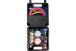 AURELIO TECH 3 Way A/C Diagnostic Manifold Gauge Set, Fits R134A R12 R22 and R502 Refrigerants, with 5FT Hose, Acme Tank Adap