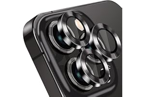 Hsefo Compatible with iPhone 14 Pro / 14 Pro Max Camera Lens Protector, Anti-Scratch Lens Cover 9H Tempered Glass Metal Camera Screen Protector Shockproof Camera Ring - 3 Pcs Black