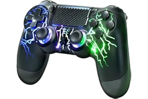 TYLOSAURUS Gaming Controller rcompatible with ps4/Black lightning design/wireless connections/Gamepad/Dual Vibration shock/6-axis Gyro Sensor/Audio Function/For PS4/PS4 Pro/PS4 Slim/PC