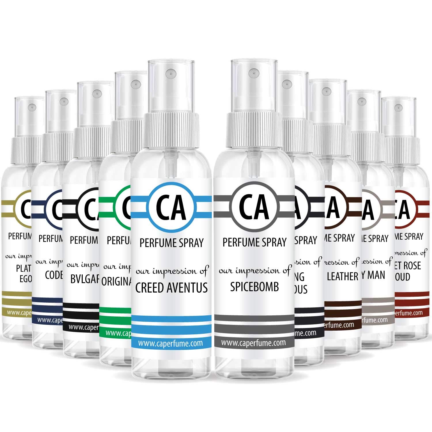 CA PerfumeSpray Top 10 For Men (Aventura + Code + Bvlgr Man + Orjinal Vetiver + Platinum Egoiste + Velvet Rose Oud + F. Fabulous + Tuscan Leather + Spicebloom + Guiltiness Men)