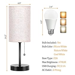Dott Arts Table Lamp for Bedroom, 3-Color Bedside