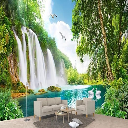 Téléchargement gratuit Images Papier Peint 3d Paysage Cascade Moderne Papier Peint Intisse dernière par