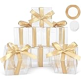 COTOPHER 35 Pcs Clear Boxes for Favors, 4x4x4 Inches Clear Gift Boxes PET Material Cupcake Box Plastic Small Gift Box with Lids, Party Favor Box for Wedding Favors Baby Shower