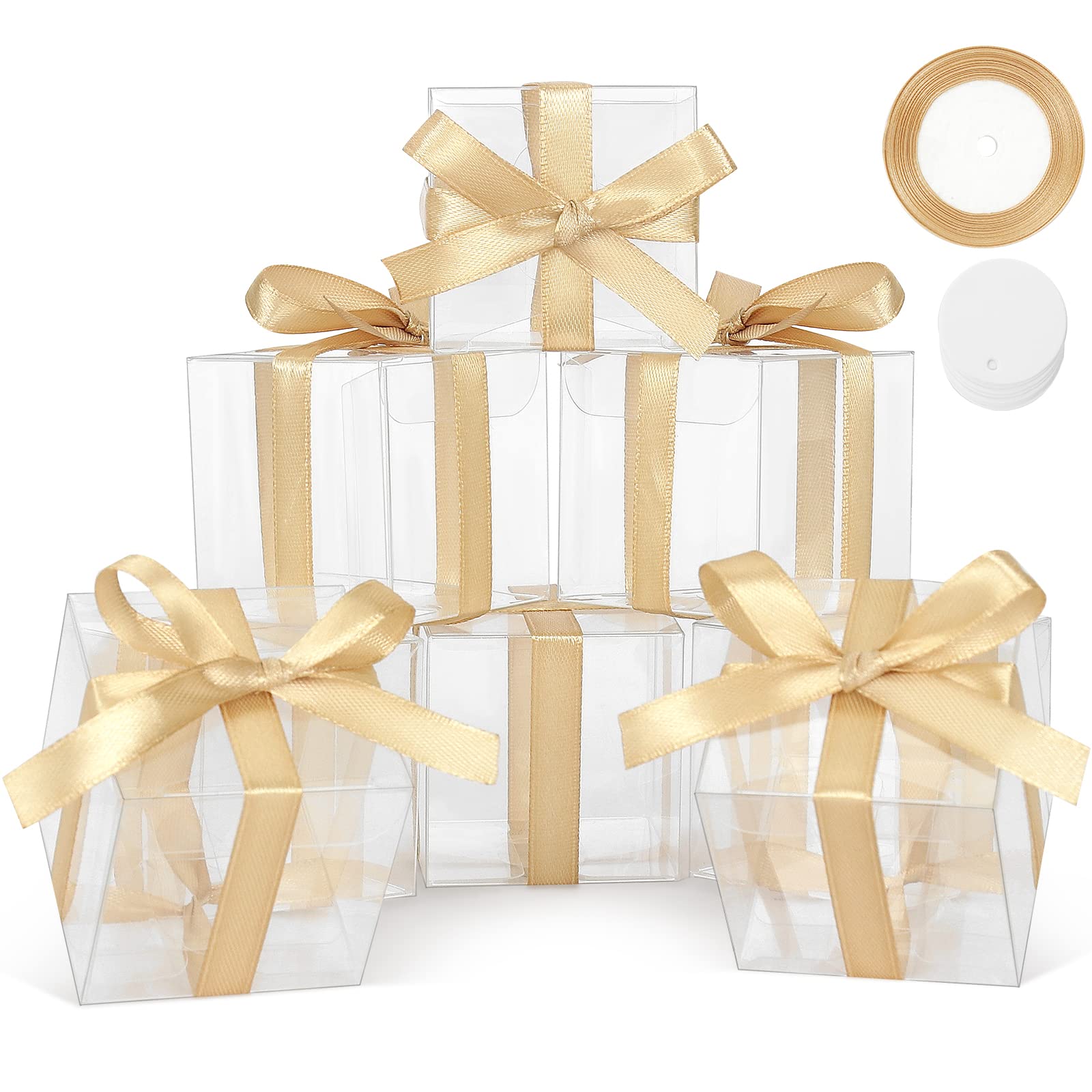 Photo 1 of COTOPHER 5x5x5 Inches Clear Gift Boxes 35 Pcs Clear Boxes for Favors PET Material Clear Cupcake Boxes Plastic Small Gift Boxes with Lids, Party Favor Boxes for Wedding Favors Baby Shower