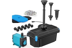 Antfraer Pond Filter with Pump Kits, Pond Filters for Outdoor Ponds Built In 660GPH Pond Pump, Pond Filter Box Suitable for Garden, Fountain, Pond, Animal Sink, Waterfall, Aquarium-Corded Electric