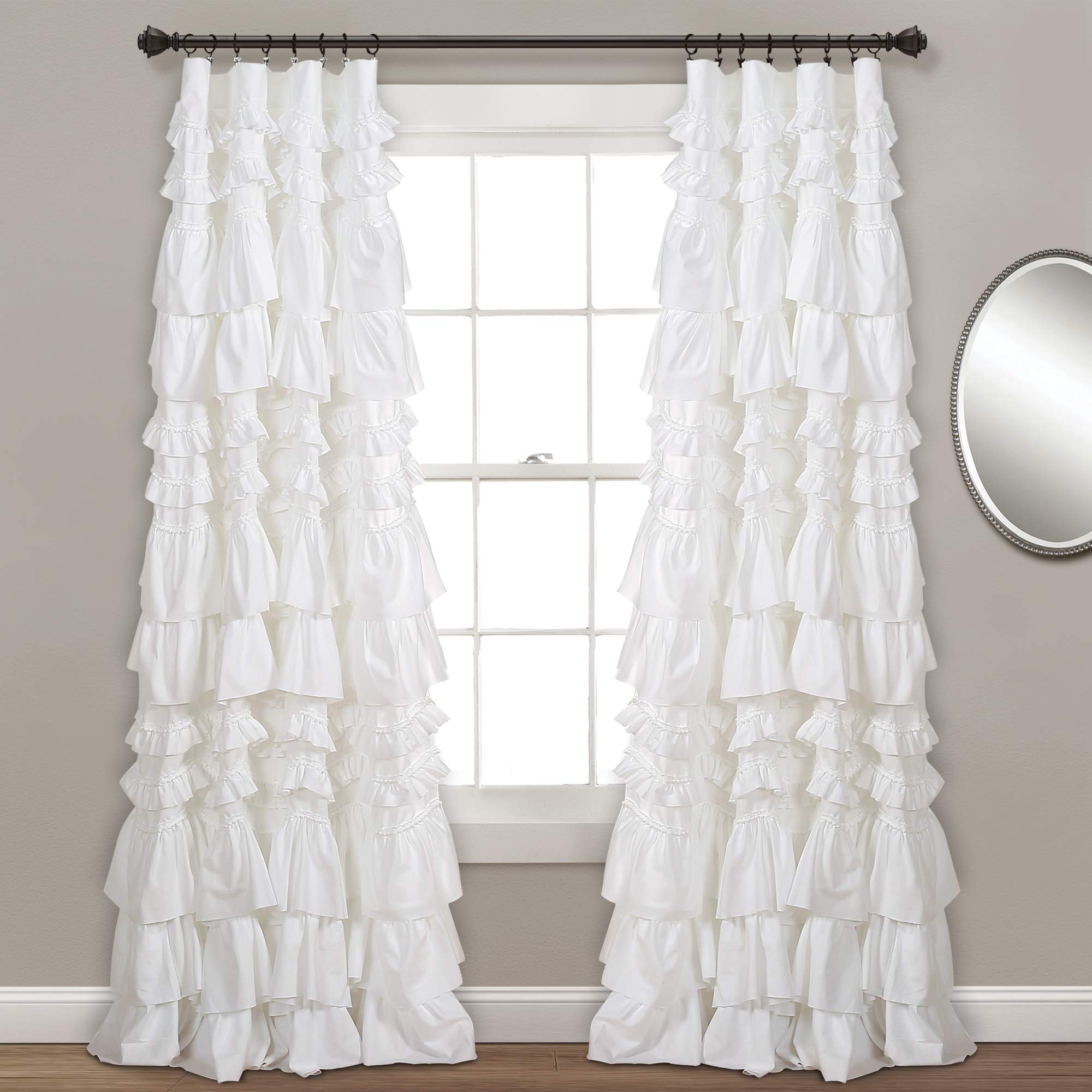 Lush Decor, White Kemmy Window Curtain Sing Panel, 84" x 52", 52" W x 84" L