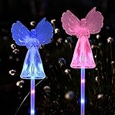 GAOJIETXD1 2 Pack Solar Angel Lights Outdoor, Solar Powered Color Changing Garden Stake Lights, Waterproof Memorial Decorative Lights for Cemetery Grave Yard Patio