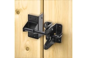 WRINGKIT Self-Locking Gate Latch, Carbon Steel Heavy Duty Post Mount, 5.5" Door Security Latches, Automatic Gravity Gate Latc