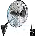 18In Wall Mount Fan, 120° Oscillating Fan and High Velocity 3-Speed Wall Fans, 5500 CFM Industrial Outdoor Wall Fans for Commercial, Garage, Residential, Warehouse - Etl Listed, Black