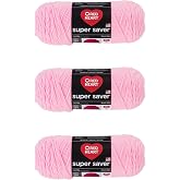 Red Heart Super Saver Yarn for Crocheting &amp; Knitting, Petal Pink, 3-Pack | #4 Medium Worsted Weight Acrylic Soft Yarn for Blankets, Beanies, Amigurumi, and Beginner Projects, 364 yards, 198g/7oz