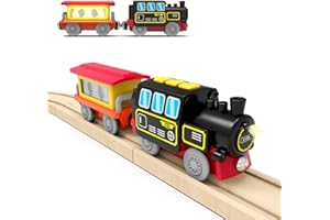 Z MAYABBO Battery Operated Locomotive Train for Wooden Tracks, Motorized Train Toys for Toddlers, Trains Accessories Compatible with Thomas, Brio, Chuggington, Melissa and Doug (Battery Not Included)