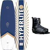 Hyperlite Murray Wakeboard with Open-Toe Adjustable Team Bindings - 134 cm Wake Board Package for Intermediate to Advanced Riders - Boot Size 4-8