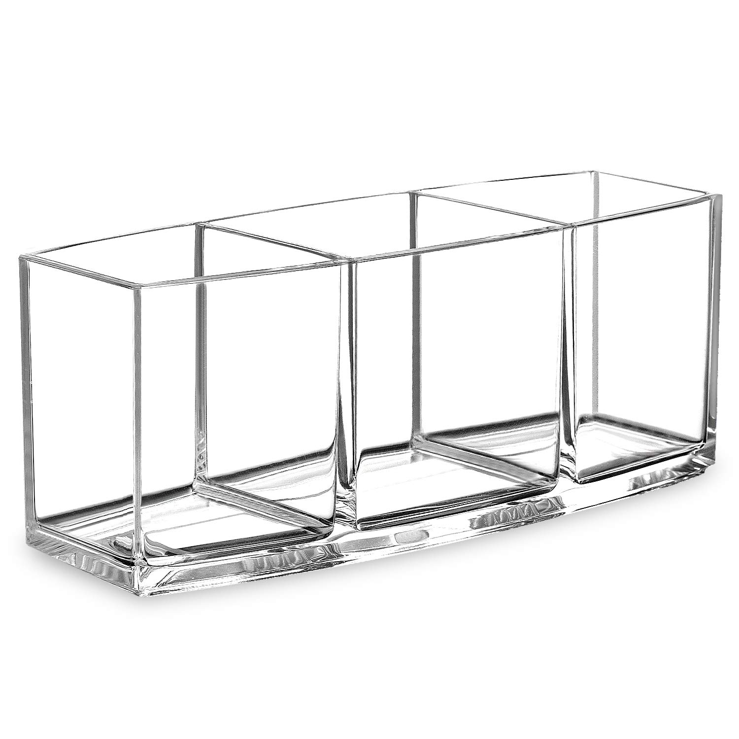 hblife Clear Makeup Brush Holder Organizer, 3 Slot Acrylic Cosmetics Brushes Storage Solution: Beauty