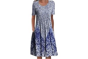 TAPANET Womens Summer Dresses 2024 Casual Plus Size Dress Trendy Floral Boho Dress Flowy Spring Dress Shirt Dress with Pocket