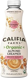 Califia Farms - Organic Brown Sugar Almond Milk Coffee Creamer, 25.4 Oz, Dairy Free, Plant Based, Vegan, Gluten Free, Non GMO