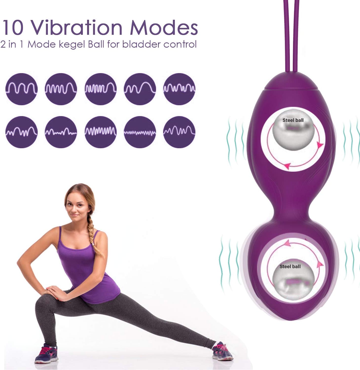 oGoDeal Kegel Balls for Women Tightening & Pleasure for Beginners - 5 in 1 Kegel Exercise Weights Products for Bladder Control Pelvic Floor Device Ben Wa Balls Kits with Remote Purple: Health & Personal Care