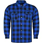 Mens Armored Checkered Flannel Biker Shirt, Multiple Waterproof Storage Pockets CE Approved Armor Reinforced Water Resistant