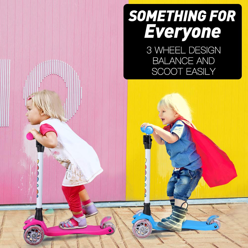 OUTON Kick Scooter for Kids 3 Wheel Toddler Scooter 4 Adjustable Height