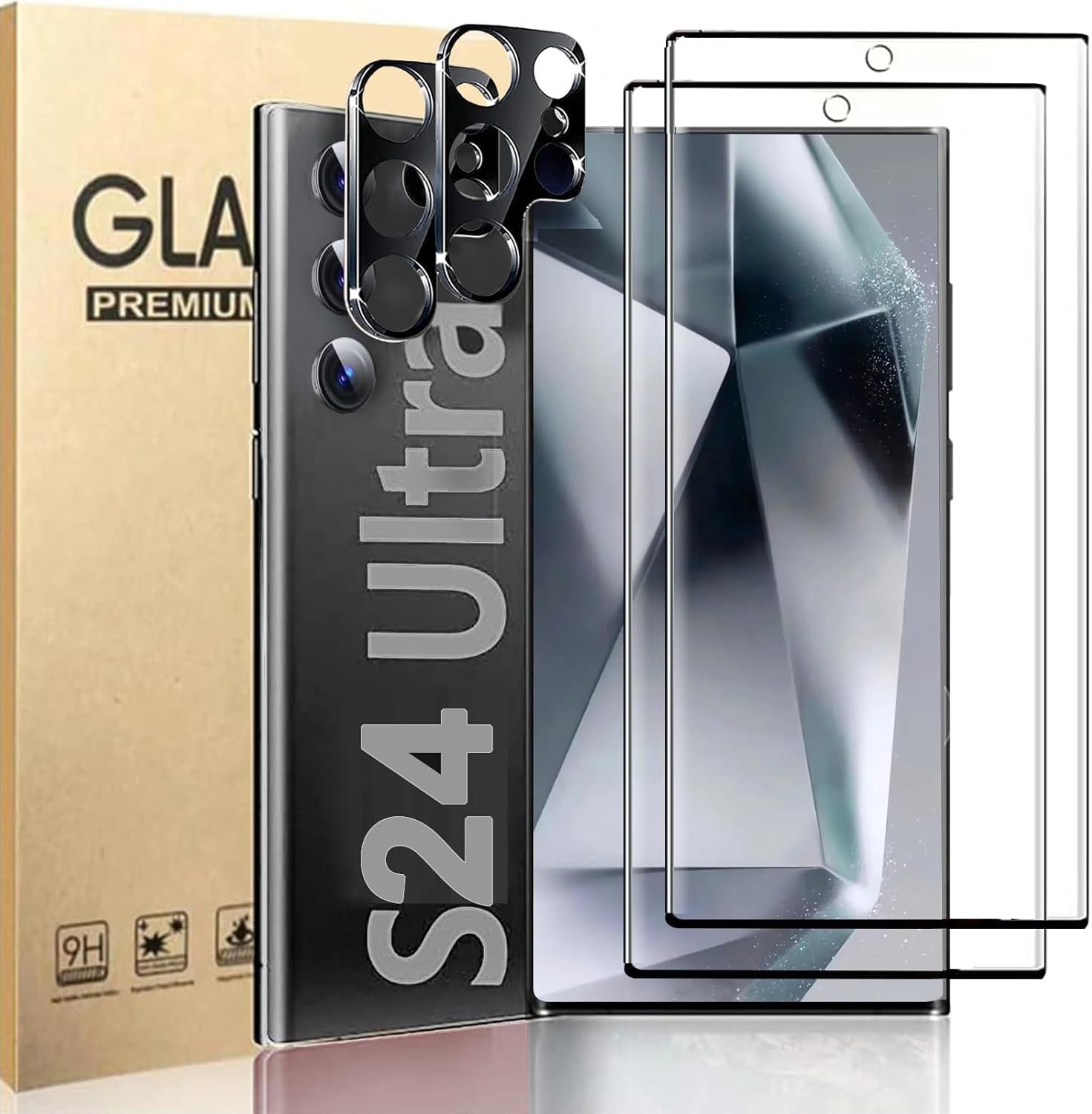 Photo 1 of [2+2 Pack] for Samsung Galaxy S24 Ultra 5G Screen Protector Tempered Glass Camera Lens Protector,Touch Sensitive,Fingerprint Support,9H Hardenss