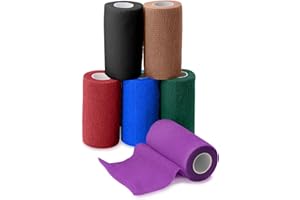 FriPuP Self-Adhesive Vet Bandage Wrap, First Aid Tape for Dog Horse Wound Care, Elastic & Thick Support for Pet, FSA & HSA Eligible, Individually Wrapped, 4 Inch, 6 Rolls, Stable Classics