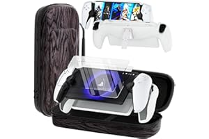 QUAGGY 3-in-1 Accessoris Kit Compatible with PlayStation Portal, EVA Carrying Case for PS Portal with Silicone Protective Cover with Stand, 2 Pack Screen Protectors