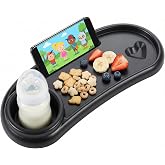 Li&amp;Zhao Universal Stroller Snack Tray 3-in-1 Detachable Stroller Snack Tray Attachment with Secure Phone Holder, Spill-Proof Cup Holders Compartments, Easy-Clean Universal Snack Tray for Stroller