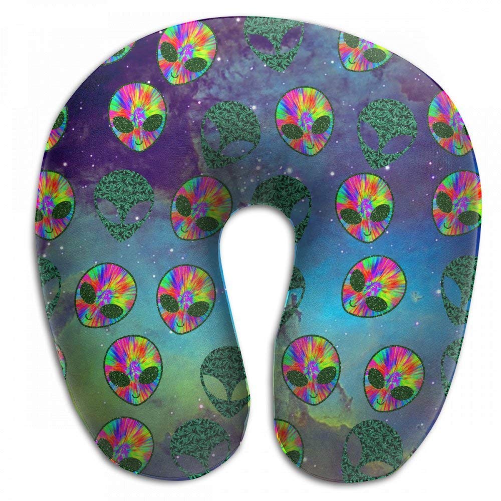 Amazon Com Comfort Tie Dye Weed Alien Head Leaf Memory Foam Neck