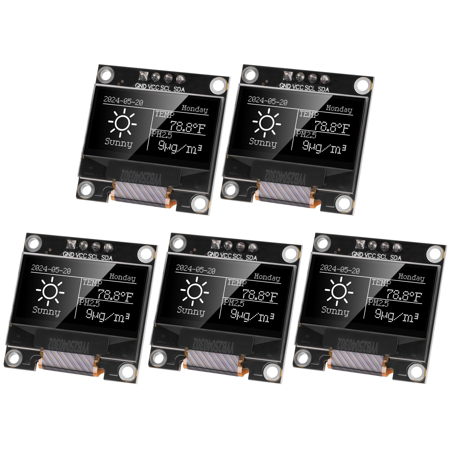 Luminous Display Raspberry Pi YELUFT 5pcs Pre-Soldered 0.96 Inch I2C IIC OLED Display Module 12864 ...