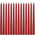 Asama Red Taper Candles - Set of 14 Dripless Candles - 12 inch Tall, 3/4 inch Thick - 10 Hour Clean Burning