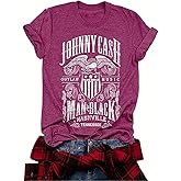 Women Crew Neck Vintage Graphic Tees Summer Short Sleeve Country Music Party Retro Loose Tee Tops