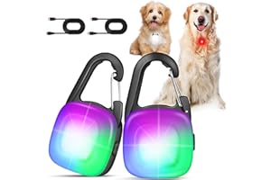 POEEY Dog Lights for Night Walking,2 Pack LED Rechargeable Safety Dog Collar Light Clip On with 4 Modes,IP68 Waterproof for Night Walking,Camping,Running, Hiking, Cycling